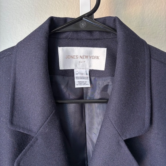 Vintage Jones New York Suit Blazer Wool Jacket Women's Navy Blue - Picture 2 of 5